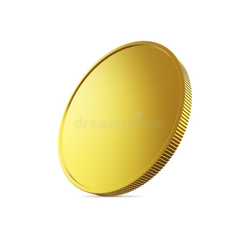 Blank Gold Coin Isolated on White Background. Stock Illustration
