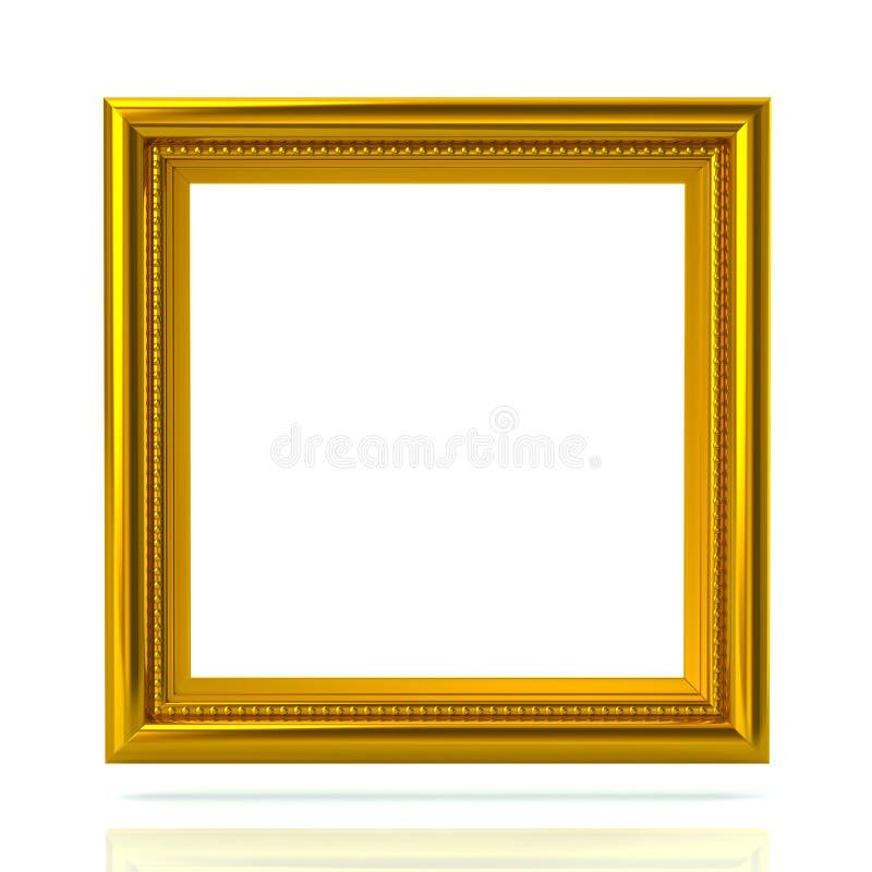Blank goldfarbene Bilderrahmen-Vorlage 3d Abbildung lizenzfreie abbildung