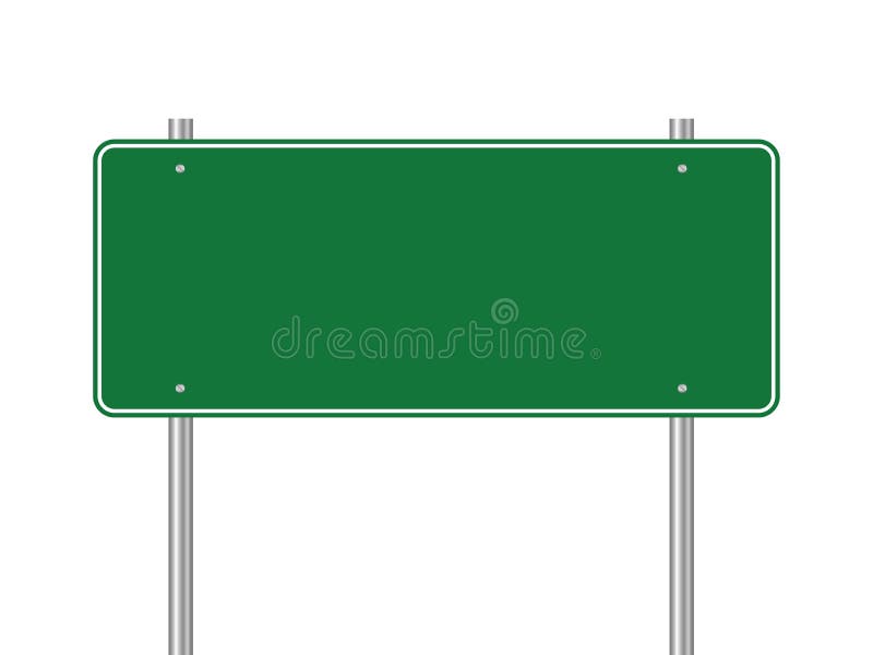 Blank green traffic road sign on a white background vector illustration