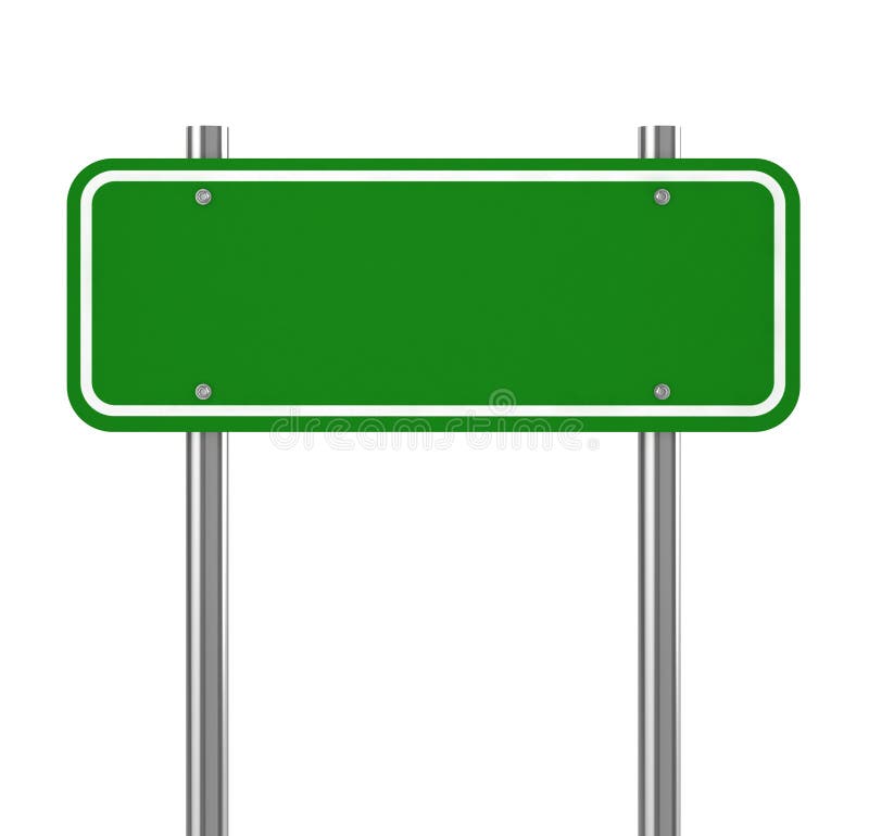Blank green traffic road sign on white stock illustration