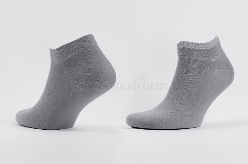 Download Blank Grey Cotton Short Sock On Invisible Foot On White ...