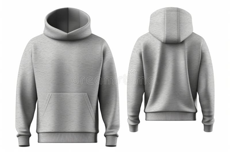Blank Grey Hoodie Template Front and Back View on Invisible Mannequin Blank Grey Hoodie Template Front and Back View on Invisible Mannequin