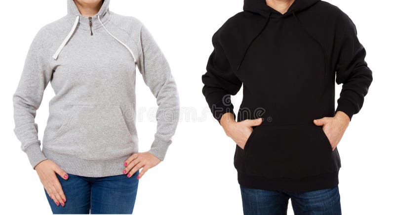 Download Blank Grey Sweatshirt Mock Up Set Isolated, Front And Back View. Woman Wear Grey Hoodie Mockup ...