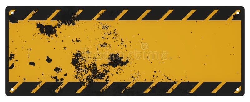 Blank grungy black and yellow caution sign isolated stock illustration