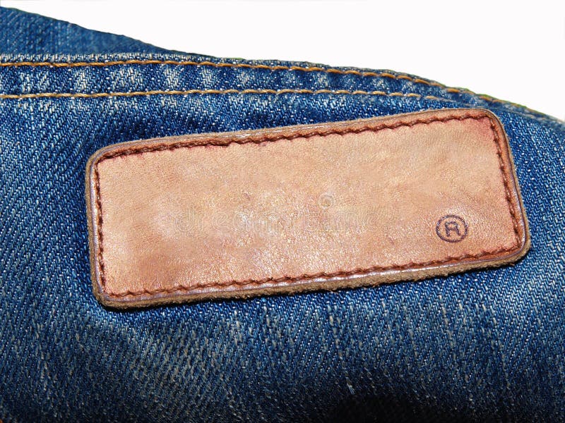 Blank Jeans Leather Label on Jean Fabric Stock Image - Image of rough ...