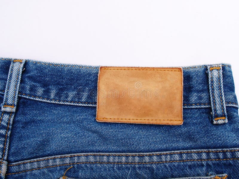 Blank Jeans Leather Label on Jean Fabric Stock Image Image of pattern
