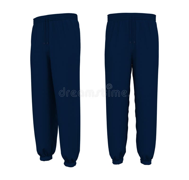 Blue Joggers Sweatpants Mock Up in Front and Side Views Stock ...