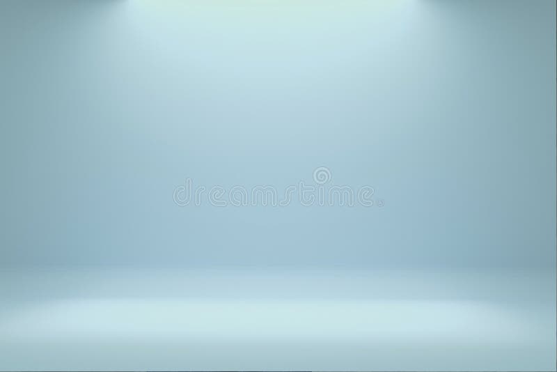 Blank light blue gradient background with product display. White backdrop or empty studio with room floor. Abstract background