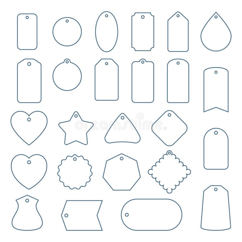 Blank Sale or Gift Tags Set. Hang Tags Isolated on White Background