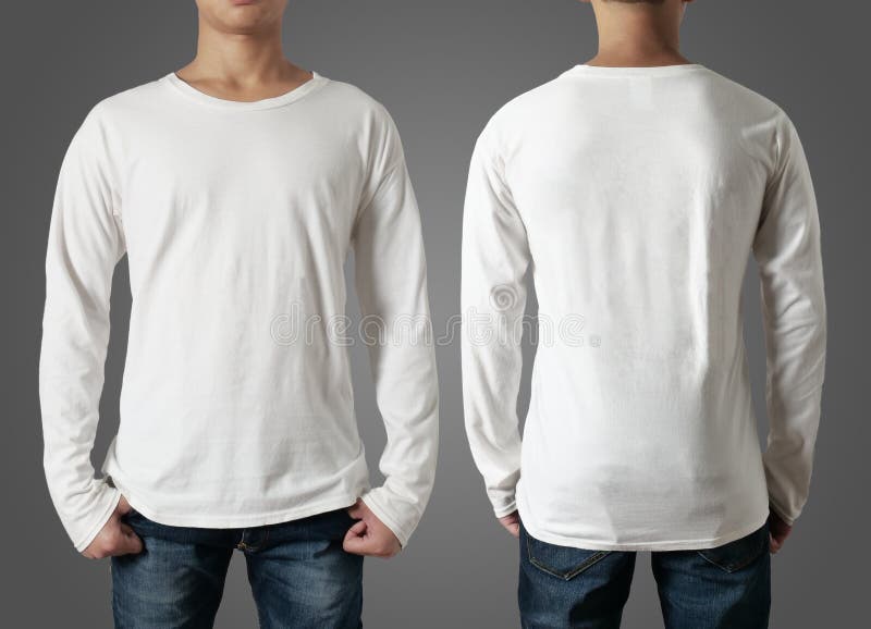 Blank Long Sleeved Shirt Mock Up Template, Front and Back View ...
