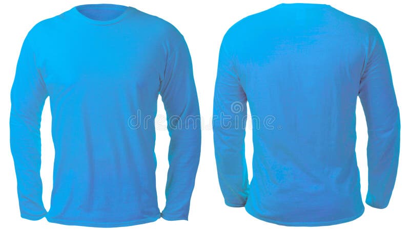 Blue Long Sleeved Shirt Design Template Stock Image - Image of front ...