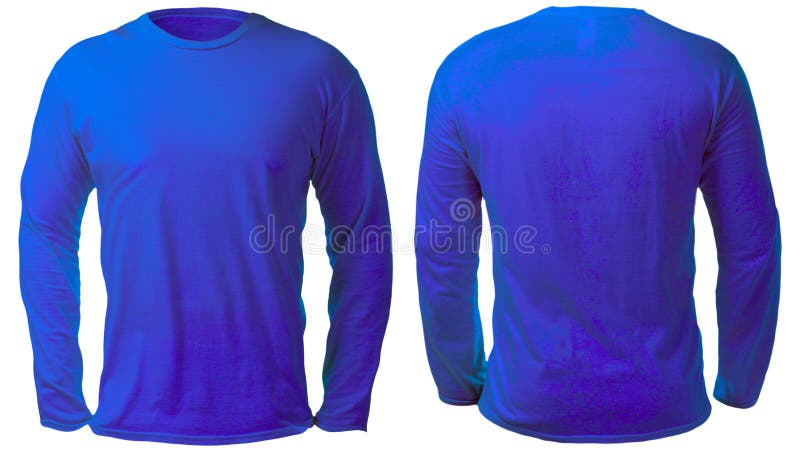 Blue Long Sleeved Shirt Design Template Stock Image - Image of front ...