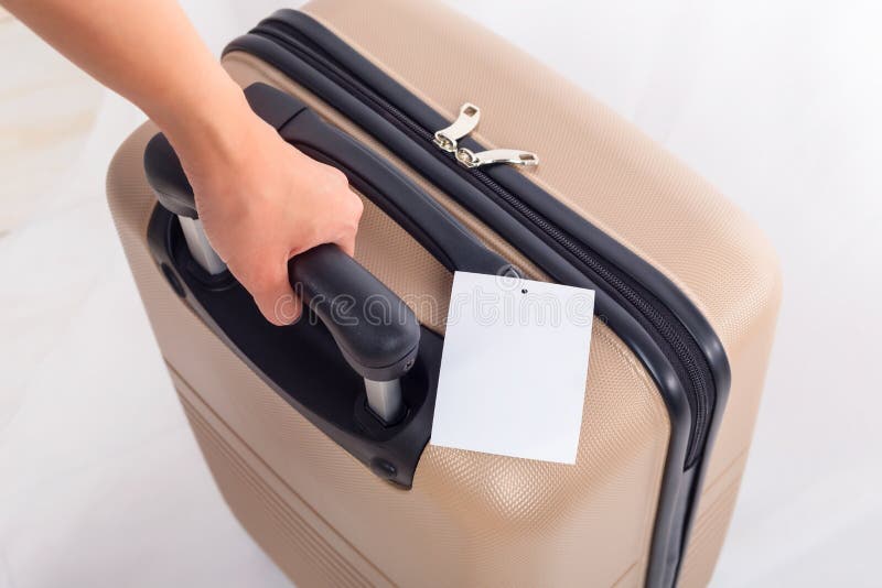Blank of luggage tag on suitcase, Travel concept. royalty free stock image Blank of luggage tag on suitcase, Travel concept. royalty free stock image
