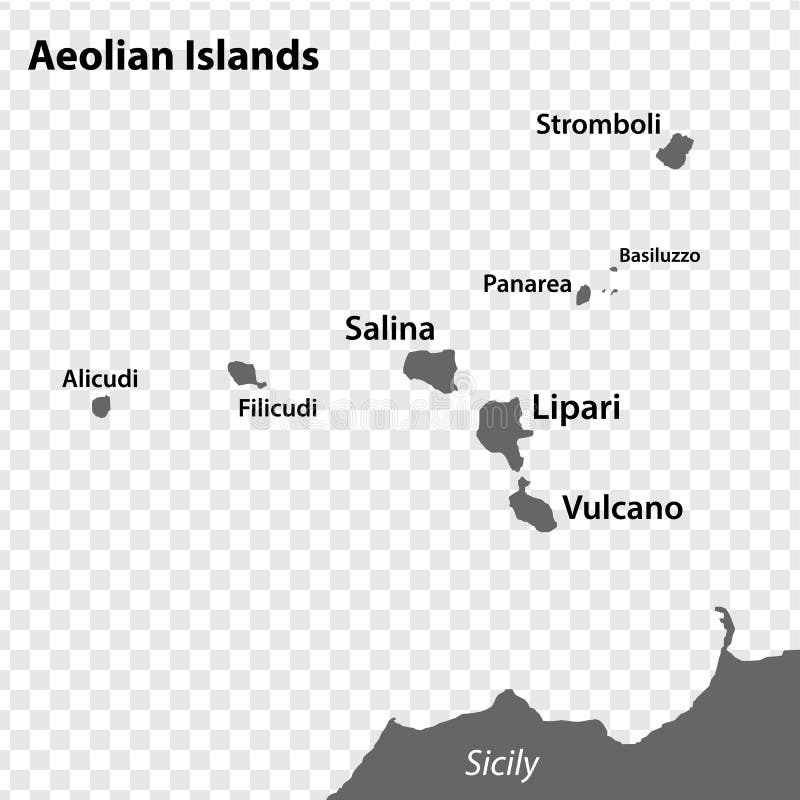 Aeolian Islands, Volcanic Archipelago North of Sicily, Political Map ...