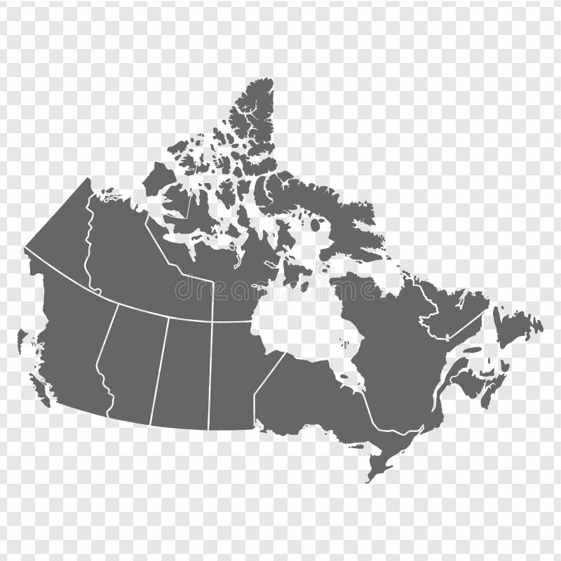 Blank Map of Canada. High Quality Map of Canada with Provinces on