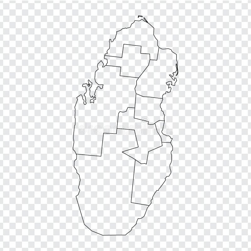 Blank Map Qatar. High Quality Map of Qatar on Transparent Background