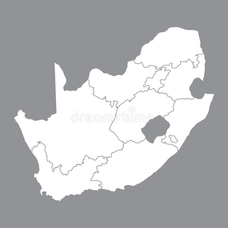 Blank Map South Africa. High Quality Map of South Africa on Gray