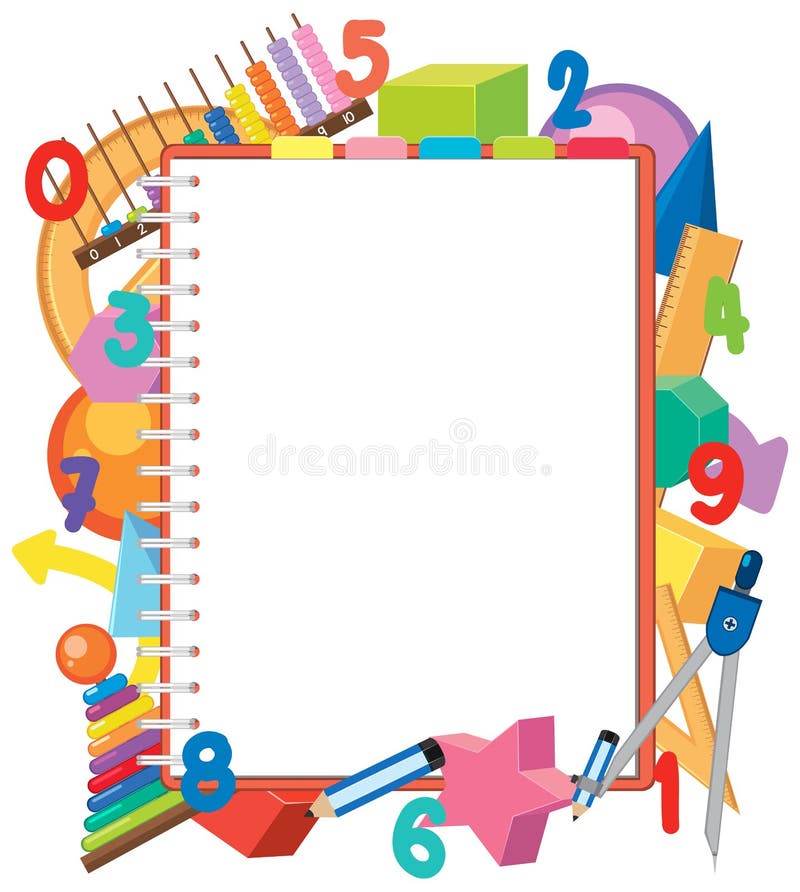 Blank Math Template with Math Tools and Elements Stock Vector ...