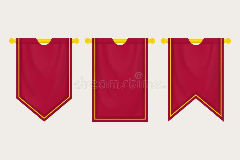 Blank Medieval Hanging Banner. Set of Empty Flags. Template Pennants and Posters