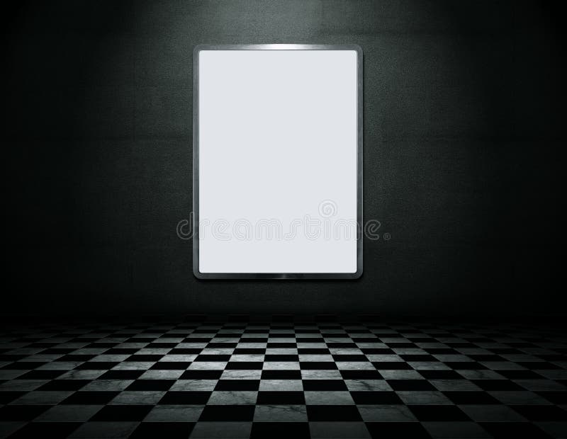 Blank metal frame in empty room