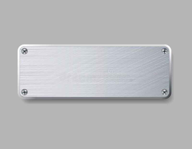 Blank metal plate on gray background. Vector illustrati stock illustration