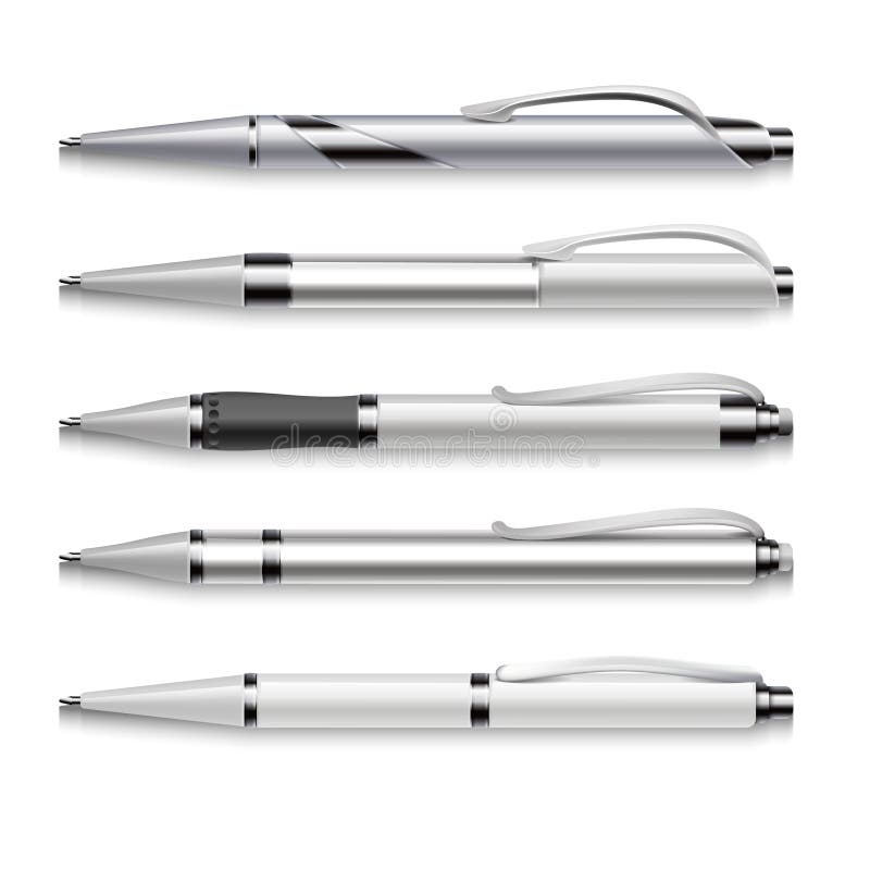 Blank and metallic vector pens template on white background stock illustration Blank and metallic vector pens template on white background stock illustration