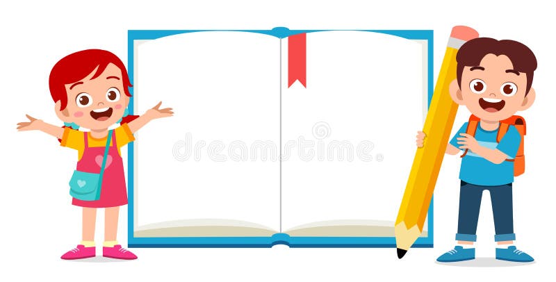 Blank note book template with cute little kid vector illustration