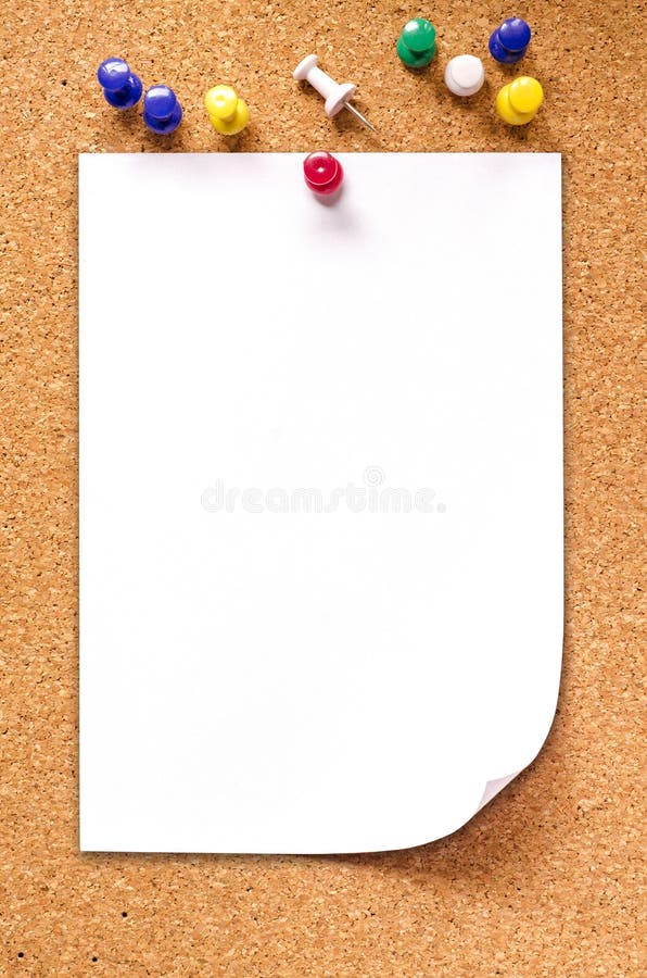 Blank Note Paper on Cork Board Clipping Path Included Stock Image
