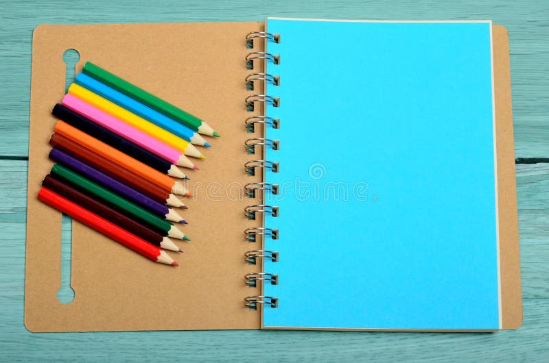 Blank Notebook with Colorful Pencil Stock Image Image of crayon