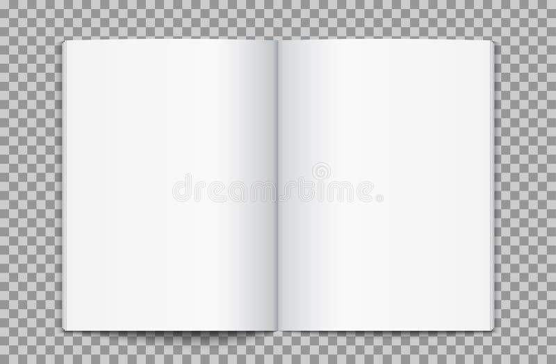 Blank opened magazine template. Open book page clean booklet or magazine template background