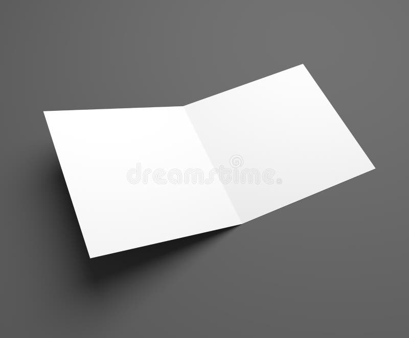 Blank opening 3d illustration square two-leaf greeting card vector illustration