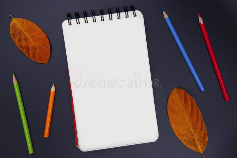 Blank Page of Sketching Pad with Pencil on White, Top View Photo. Kids Art  Class or Artistic Hobby Banner Background. Stock Image - Image of material,  crayon: 121000041