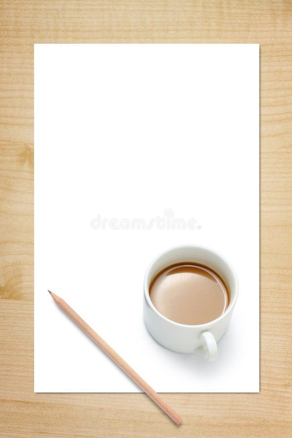 Blank paper, Pencil and Coffee Cup