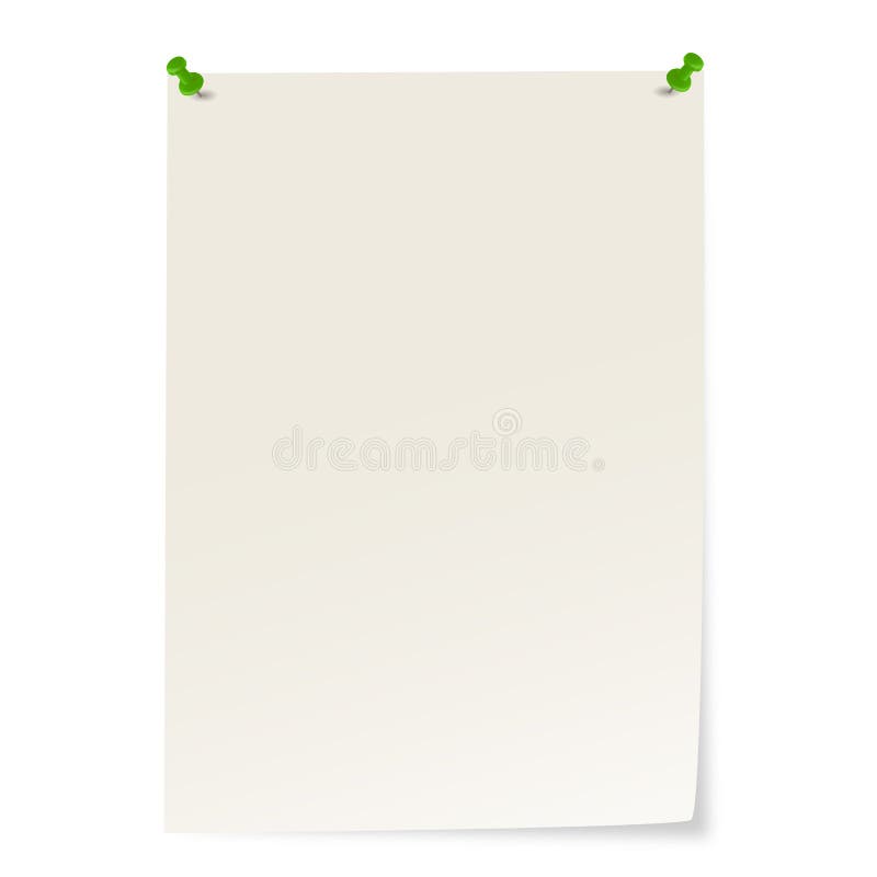 Blank memo paper and pins stock vector. Illustration of plastic 12837824