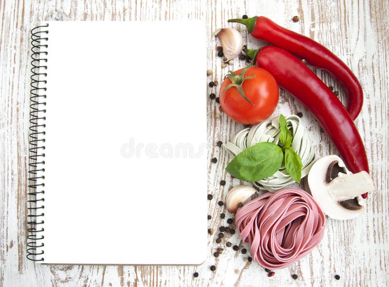 Blank paper for recipes with ingredients