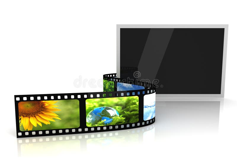 Blank Film Stripes and Blank Slide Photo Frames Stock Illustration