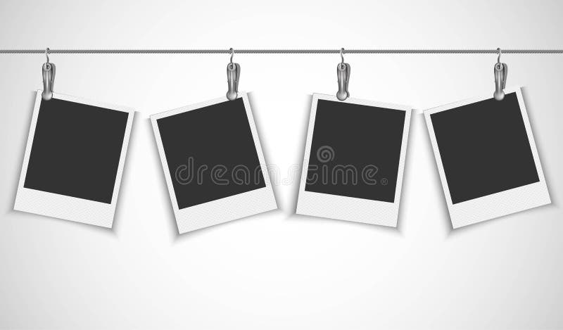 Blank photo frames with paper clip Royalty Free Vector Image