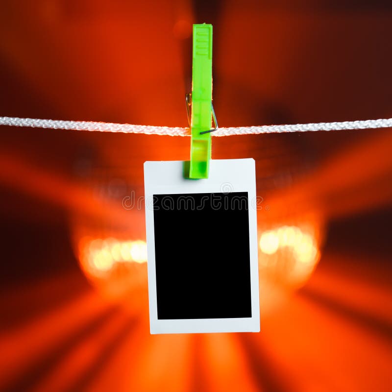 Blank Photo on Orange Lights Background Stock Photo Image of clip