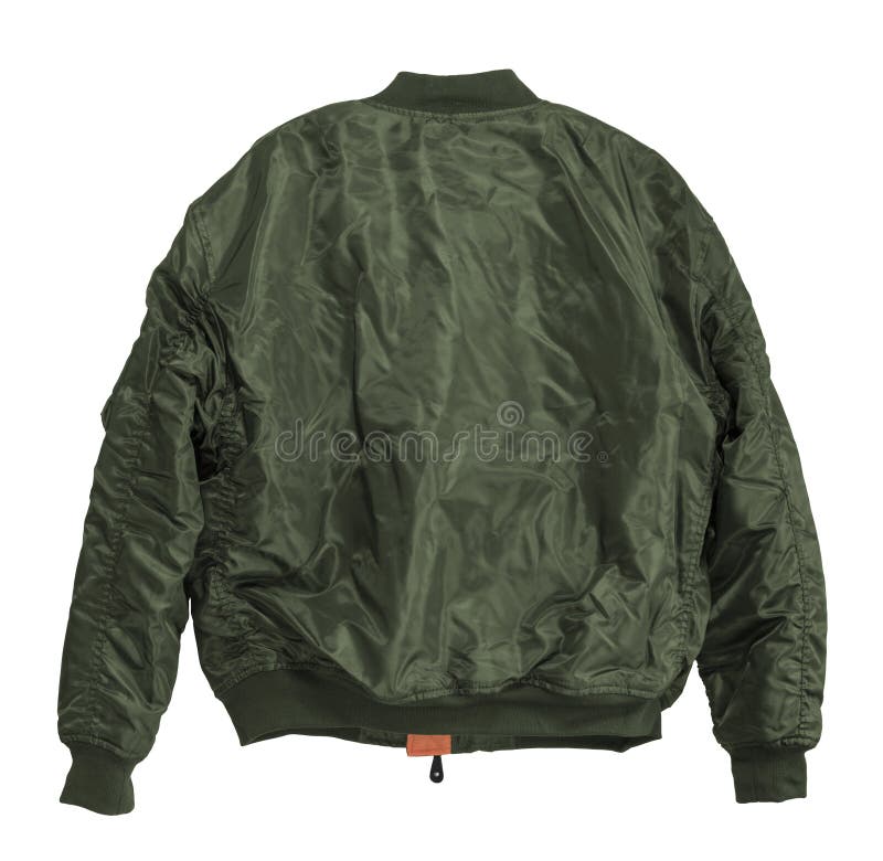 Blank Pilot bomber jacket green color back view