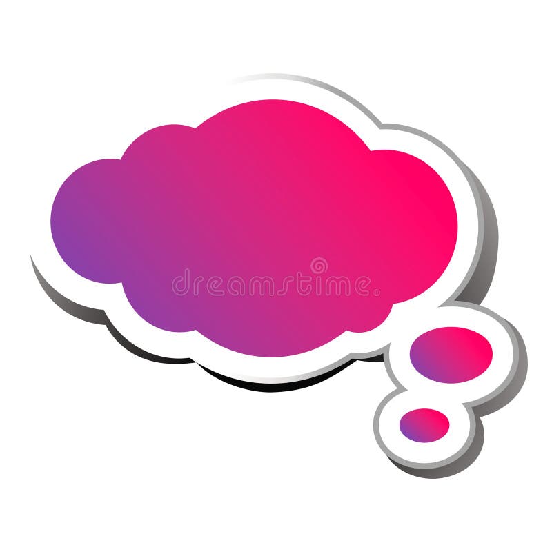 Blank pink gradient thought bubble sticker.. stock illustration
