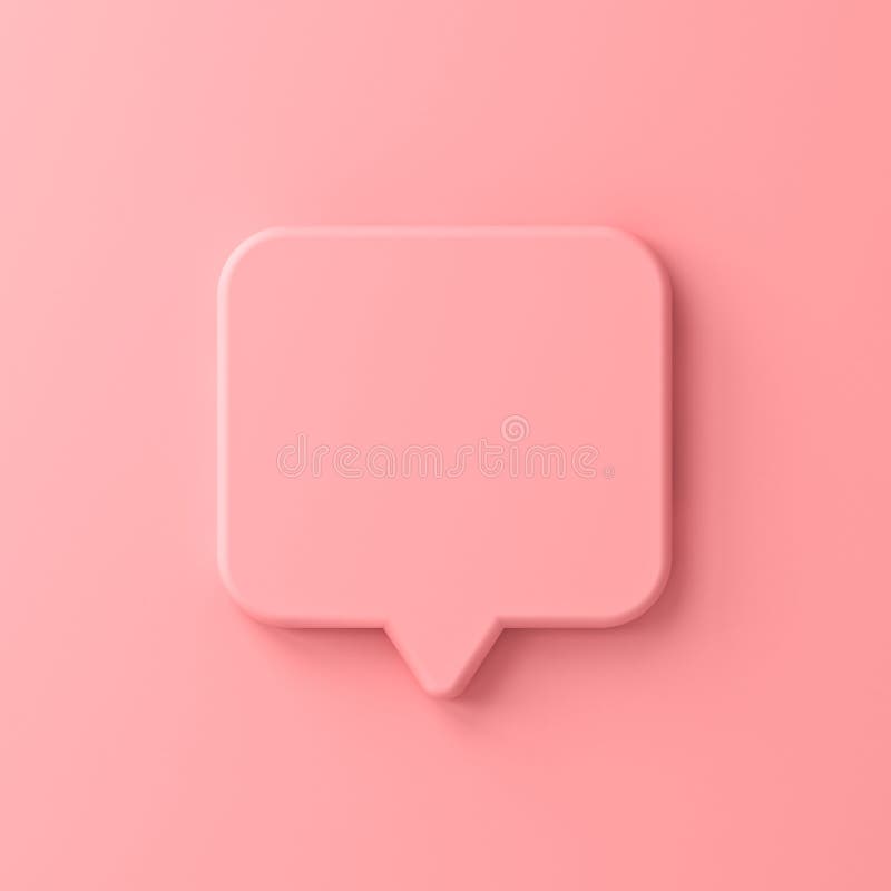 Blank pink pastel color speech bubble pin isolated on pink wall background royalty free illustration