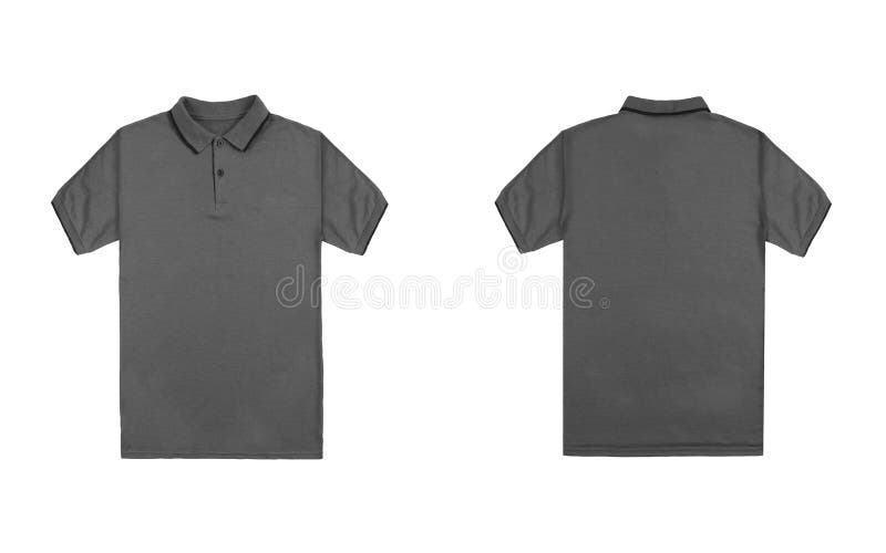 Blank Plain Grey Polo Shirt with Black Stripe Isolated on White ...