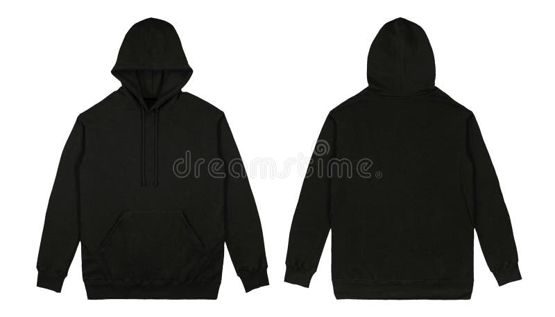 Pullover Black Hoodie in Front and Back View Stock Image - Image of ...