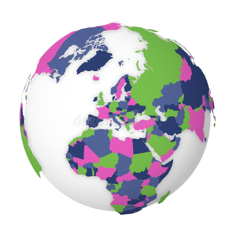 Download Blank Political Map Of Europe 3d Earth Globe With Colored Map Vector Illustration Stock Vector Illustration Of National Countries 175872953