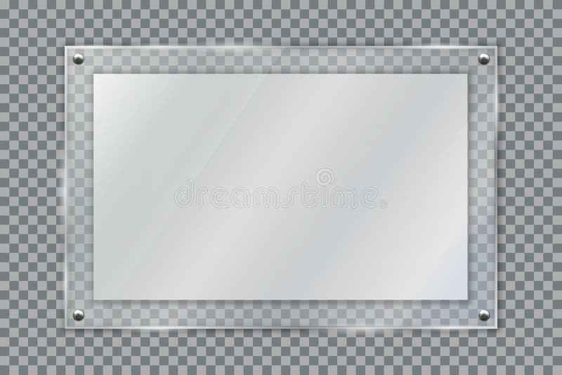 Blank poster in 3d realistic glass frame hanging on wall isolated on transparent background. Empty photo frame template stock illustration Blank poster in 3d realistic glass frame hanging on wall isolated on transparent background. Empty photo frame template stock illustration