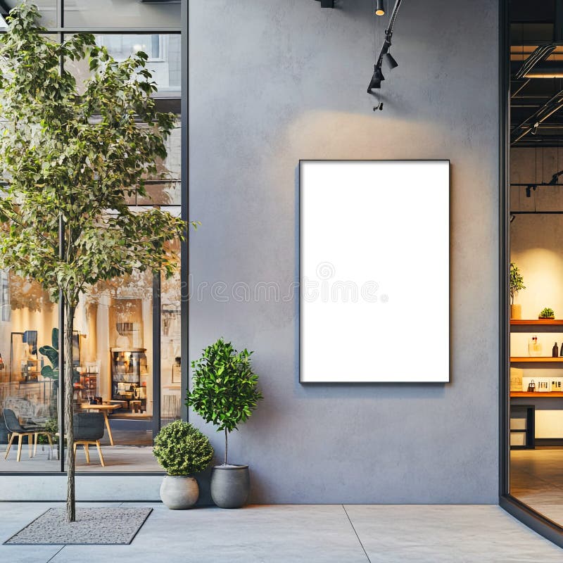 Blank Poster Mockup Modern Urban Retail Signage royalty free illustration
