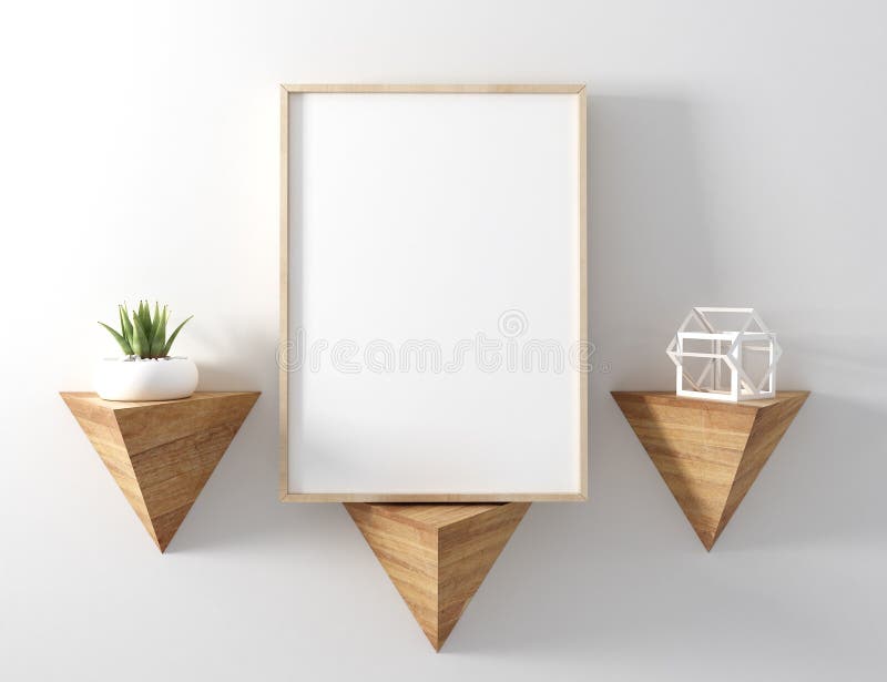 Blank Poster Mockup with Maple Frame on Modern Scandinavian Interior