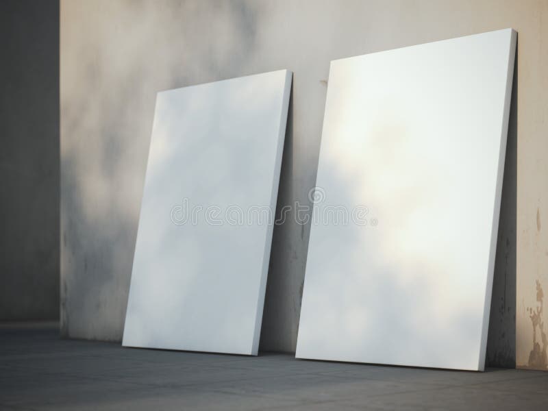 Blank Posters Near the Wall. 3d Rendering Stock Image Image of