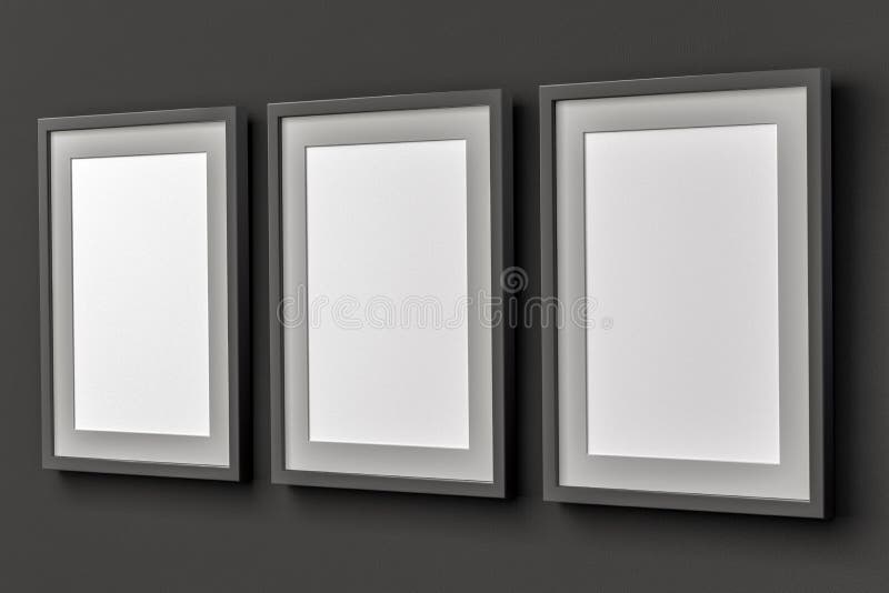 Blank posters on the wall stock illustration. Illustration of mockup