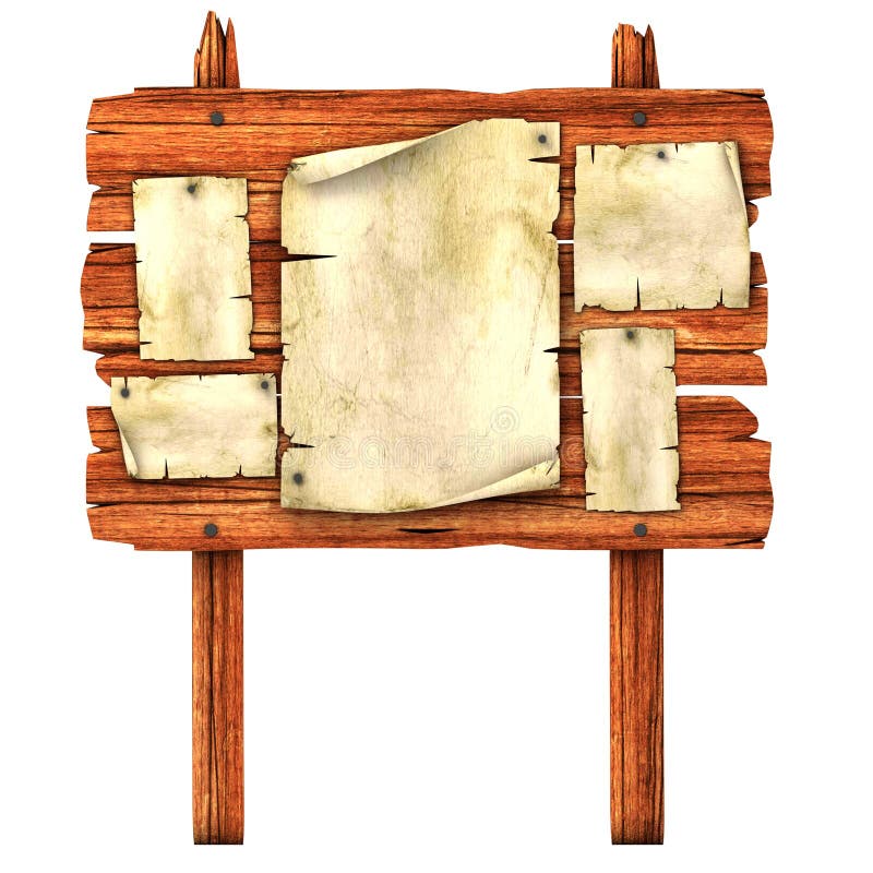 Blank posters on the wooden billboard